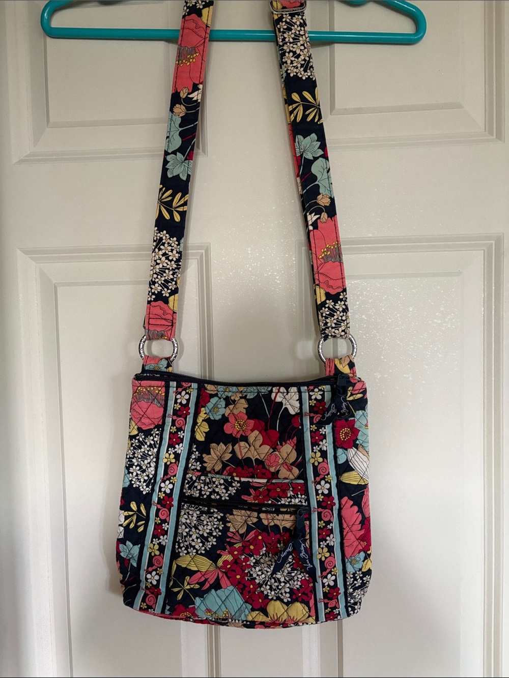 Vera Bradley Black Quilted Floral Crossbody.Happy Snails pattern